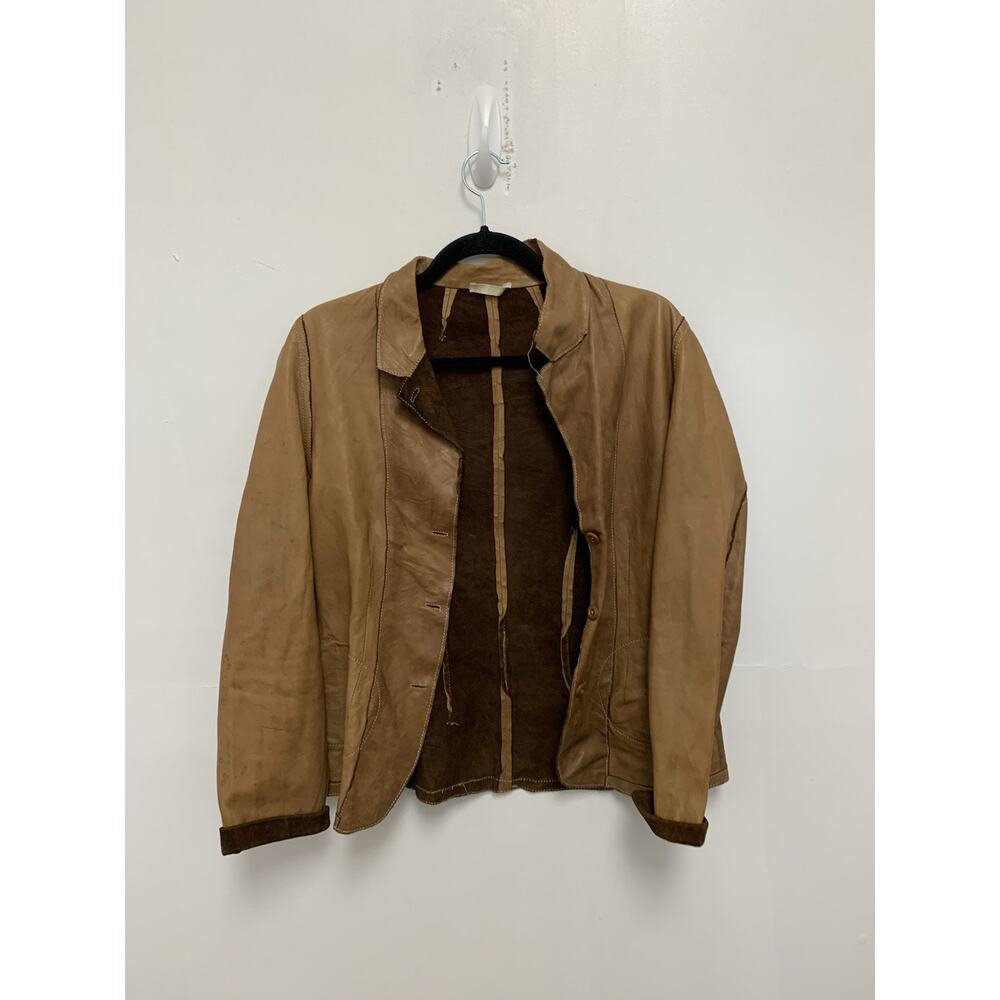 Vintage Blur Italian Leather Jacket Brown Small
